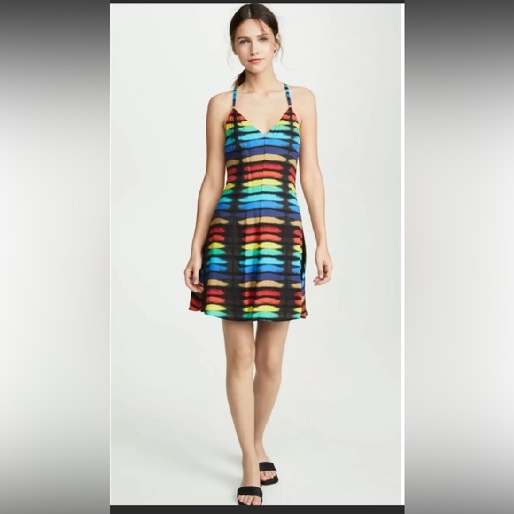 NWT. Alice + Olivia Alves Rainbow Tie-Dye Cross Cross Dress. NWT. - Picture 5 of 15